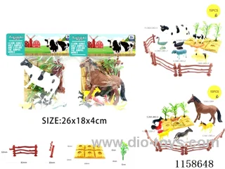 15PCS Farm Animals Set of 2 Mixed Cows + Horses)