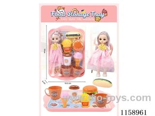 Food Set + 9’ Solid Barbie (full body joints movable)