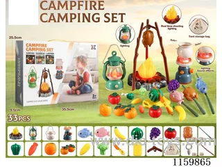 33PCS Outdoor Lights & Sounds Camping Set - Windproof Lamp 2AA, Gas Stove 2AA, Fire 3AA (not included battery)