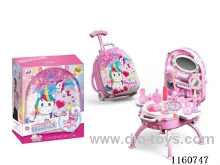 Unicorn 4 in 1 Handheld Trolley Alloy Backpack Set Dressing Jewellery