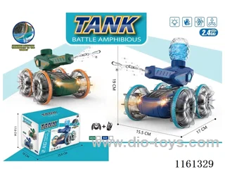 Dual RC Amphibious RC Tank with Water Spray Lights Blue/Green