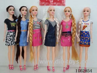 11.5 inch solid 9 joint fashion Long hair Barbie Doll (six mixed bags) OPP bag