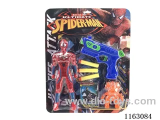 Spider-man Set 24CM Spider-Man (light)not included battery+EVA bullet gun + Monster + card