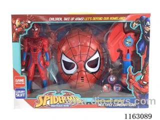 Avengers Suit Light Spider-Man action figure + Spider-Man mask + Catapult Axe