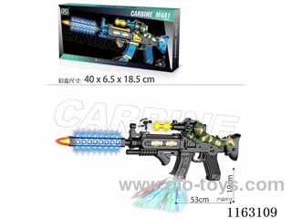 Black electric guns with soldiers, lights, gunfire, movement