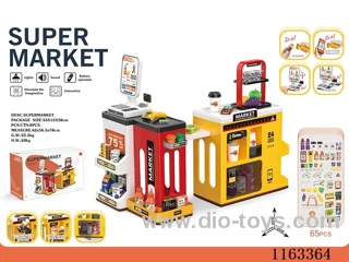 2-in-1 luxury supermarket set + shopping bag + manual outlet + live scanner, cash register card reader (2*AAA+2*AA not included)
