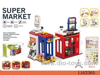 2-in-1 luxury supermarket set + shopping bag + manual outlet + live scanner, cash register card reader (2*AAA+2*AA not included)
