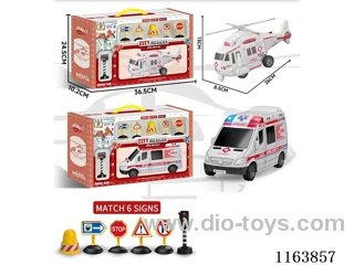 1:24 City Ambulance Inertial Vehicle Set (Without Electricity) 2 Mixed Packs