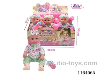 36CM funny time baby doll with accessories 9pcs in display box