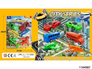 pull back Aircraft Buses Sports Cars(6pcs)