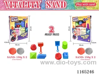 300g Space Sand + New Castle Sand Mould 3 pieces + Beach Tool 1 piece (2 colours sand) - 2 models mixing
