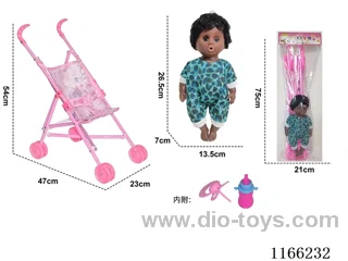 Baby stroller with doll + bottle + pacifier