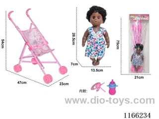 Baby stroller with doll + bottle + pacifier