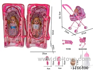 12’ Doll with Comb Mirror Musical Quad IC (with Deluxe Iron Stroller)