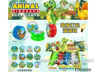 Cartoon dinosaur bearing light yo-yo 12PCS (pattern random mix)