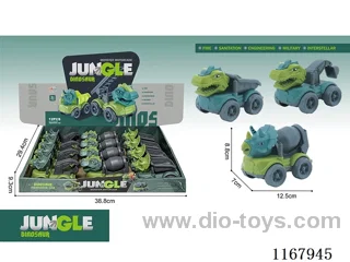 12PCS Inertia Engineering Dinosaur Vehicle