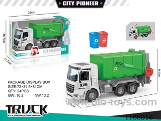 Inertia can open the door rubbish truck (with 2 rubbish bins)