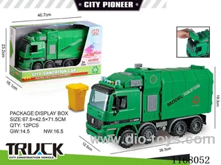Lighted inertia sanitation vehicle (4 keys with a rubbish bin)