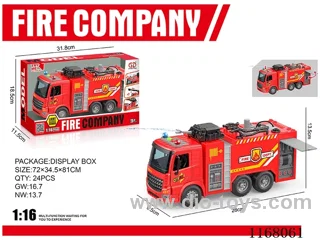 1:16 Inertia can open door sound and light remote sprinkler fire truck (2 keys)