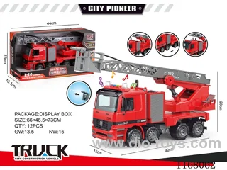 Lighted inertia sprinkler fire truck (4 keys)