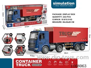 Inertia can open the door sound and light container truck (blue)
