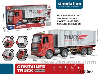 Inertia can open the door sound and light container truck (deep red)