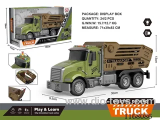 Inertia sound and light animal transporter (grass green) with 6 small animals