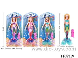 33.5CM Lighted Mermaid + Fish Comb (3 Colours Mixed) 2*AG13 included