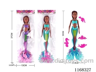 33.5CM illuminated mermaid + 4 animals (2 colours mixed) 2*AG13 included