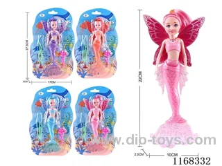 21.5cm Little Kylie Lights Mermaid Butterfly Fairy Doll + Flower Comb + Seaweed 4 Colours Mixed Pack