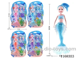 21.5cm Little Kylie Lights Mermaid Doll + 2 Underwater Accessories + Starfish Comb + Seaweed 4 Colours Mixed Pack