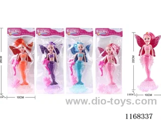 21.5cm Little Kylie Lights Mermaid Butterfly Fairy Doll + Flower Comb + Butterfly Clip 4 Colours Mixed Pack