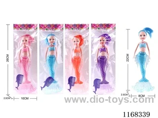 21.5cm Little Kylie Lights Mermaid Doll + Dolphin Comb 4 Colours Mix & Match