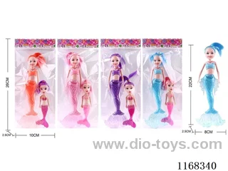 21.5cm Little Kylie Lights Mermaid doll 4 colours mixed baby + 14cm unlighted fish 4 colours mixed
