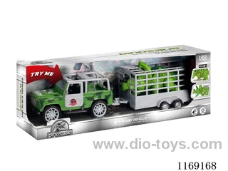 1:20 Inertia Jeep frame dinosaur trailer (car with sound and light, dinosaur with sound and light)