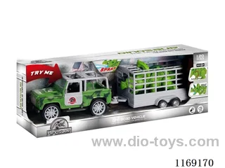 1:20 Inertia Jeep frame dinosaur trailer (car with sound and light, dinosaur with sound and light + spray)