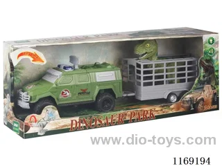 Dinosaur trailer (Dinosaur and inertial vehicle with sound and light) (included 6*AG13)