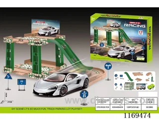 Assembled DIY racing car green track parking 17PCS