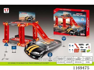 Assembled DIY racing car red track parking 17PCS