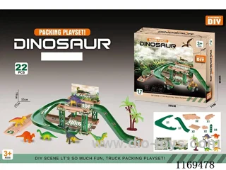 DI Dinosaur Parking lot 22PCS (6 dinosaurs and 1 tree)