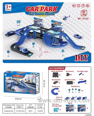 Track interlocking DIY city parking 37pcs