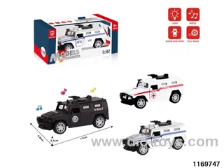 1:32 alloy pull back car W L/M