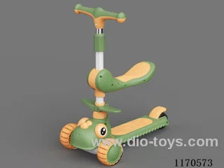 Children's foldable dinosaur scooter big wheel with seat light music
