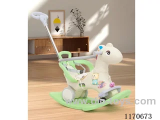 Universal Wheel Rocking Horse Stroller w/Push Handle Backrest Stroller