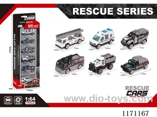 Alloy skidding police car 6 models mixed