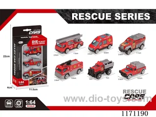 Alloy Scooter Fire Truck 6 Assorted (3pcs/box)