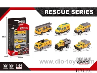 Alloy Scooter Engineering Yellow Car 6 Assorted(3pcs/box)