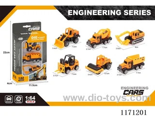 Alloy Scooter Engineering Yellow Car 6 Mixed(3pcs/box)