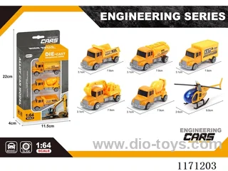 Alloy Scooter Long Head Engineering Car 6 Mixed (3pcs/box)