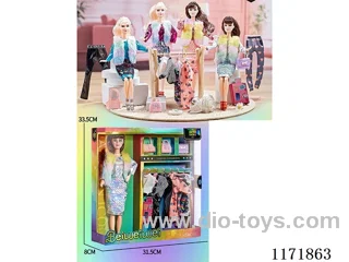 11 inch 11 joints solid color printing eyes winter Barbie + bag + clothes + accessories four mixed